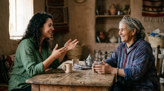 Traveler connecting with local culture through non-verbal communication and shared experiences
