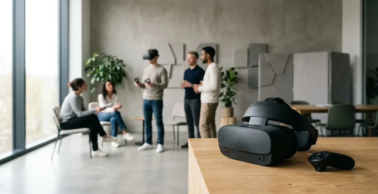 Professional VR training session in modern corporate environment