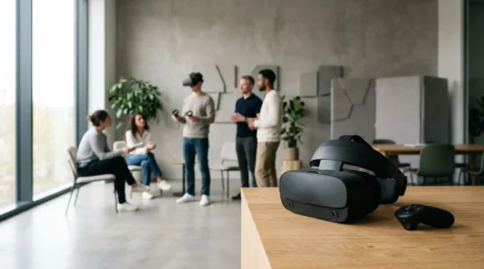 Professional VR training session in modern corporate environment