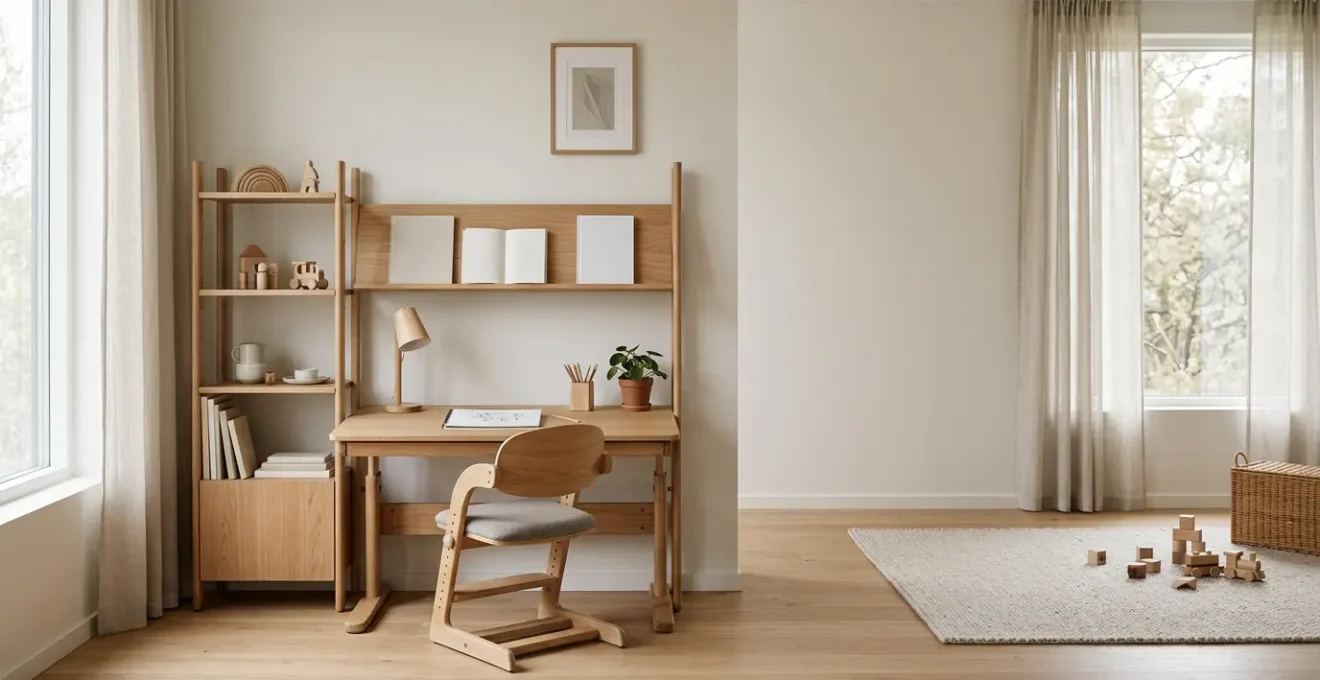 Modern modular children's furniture system with adjustable components designed for spinal health and growth