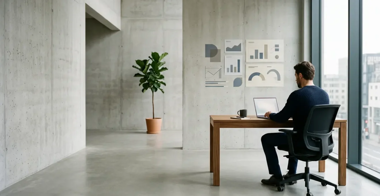 Professional analyzing business data with minimal information to derive strategic insights