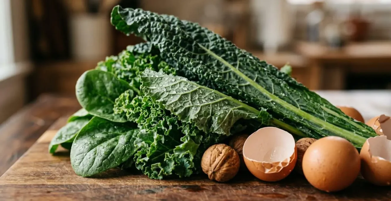 Close-up detail of fresh leafy greens and nutrient-dense foods representing personalized nutrition based on genetic testing