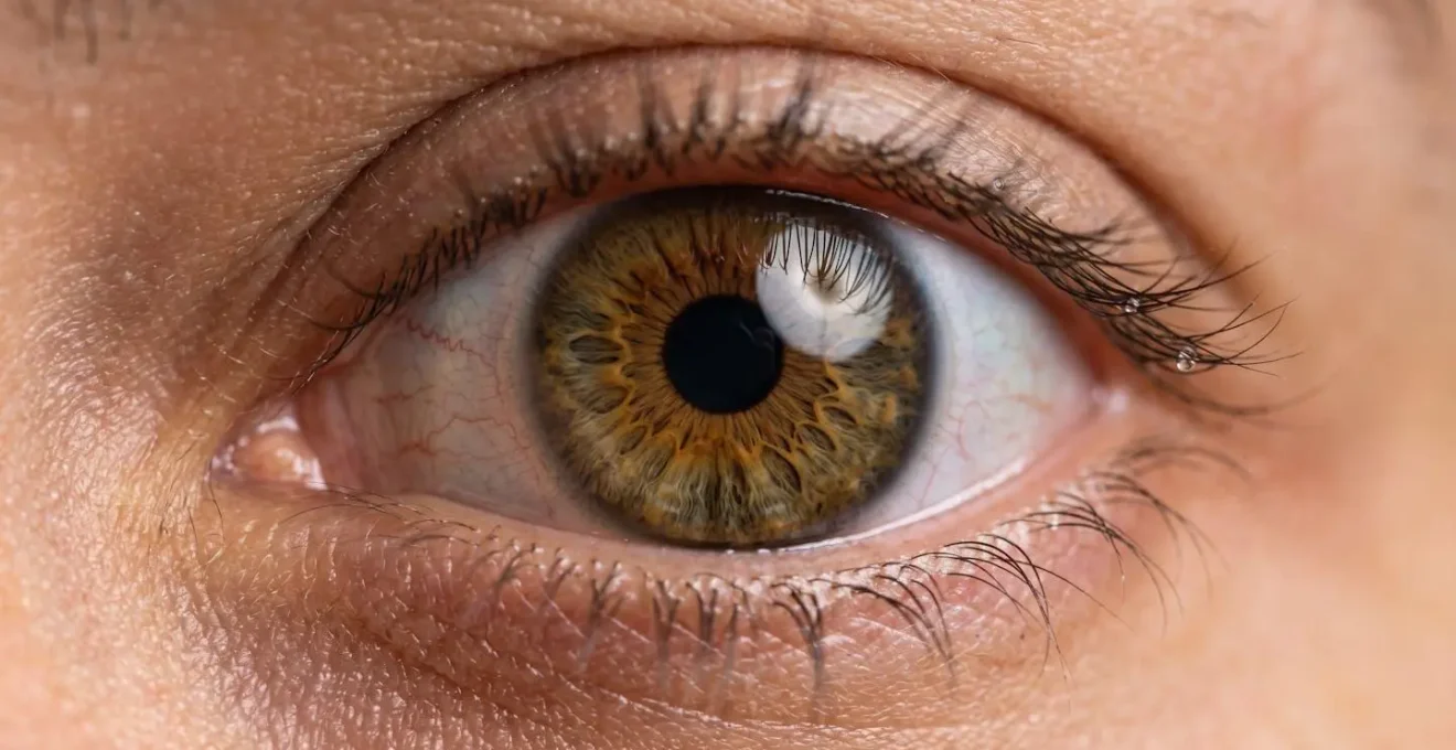 Macro detail of human eye showing focused attention and cognitive processing